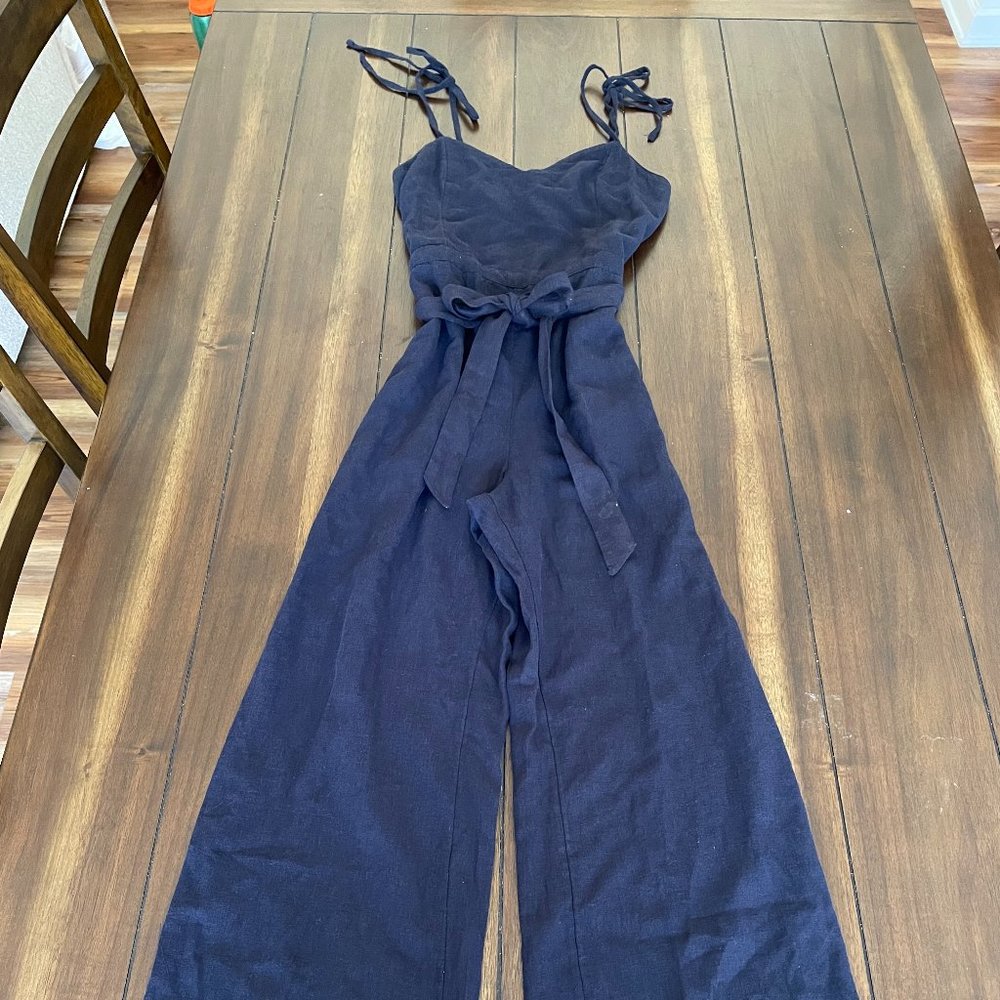 NWT Abercrombie & Fitch Linen Jumpsuit with Tie Straps Size M